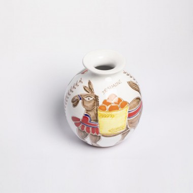 Round Cachepot Folk Donkey VS507FK-AS Round Cachepot Folk Donkey VS507FK-AS